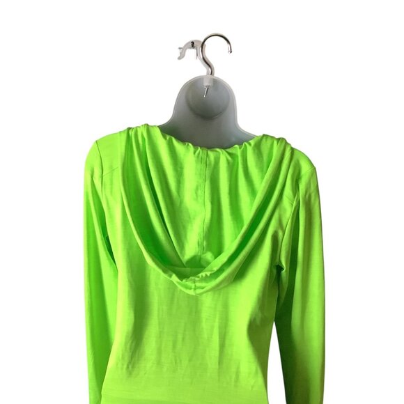Calvin Klein Performance Quick Dry Womens Green Hooded Long Sleeve Ruched Top M - Picture 9 of 10